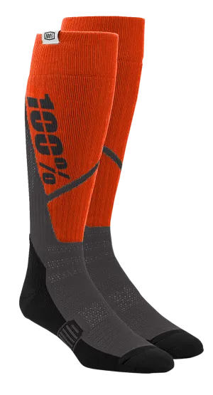 100% Torque Comfort Moto Socks - Orange/Charcoal - Small/Medium 20053-00007