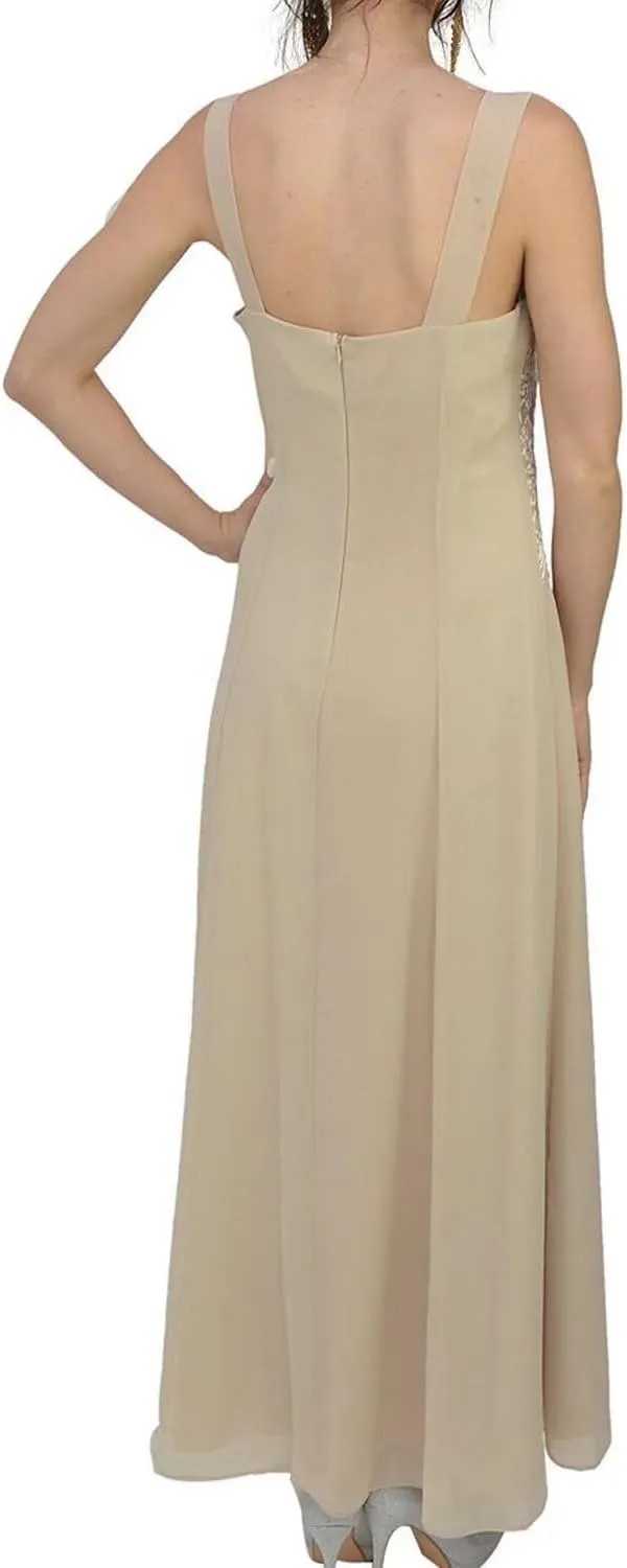 2 Piece Mother of The Bride Dresses for Women with Jackets Tea Length Chiffon Formal Dress for Wedding Guest Long Sleeve
