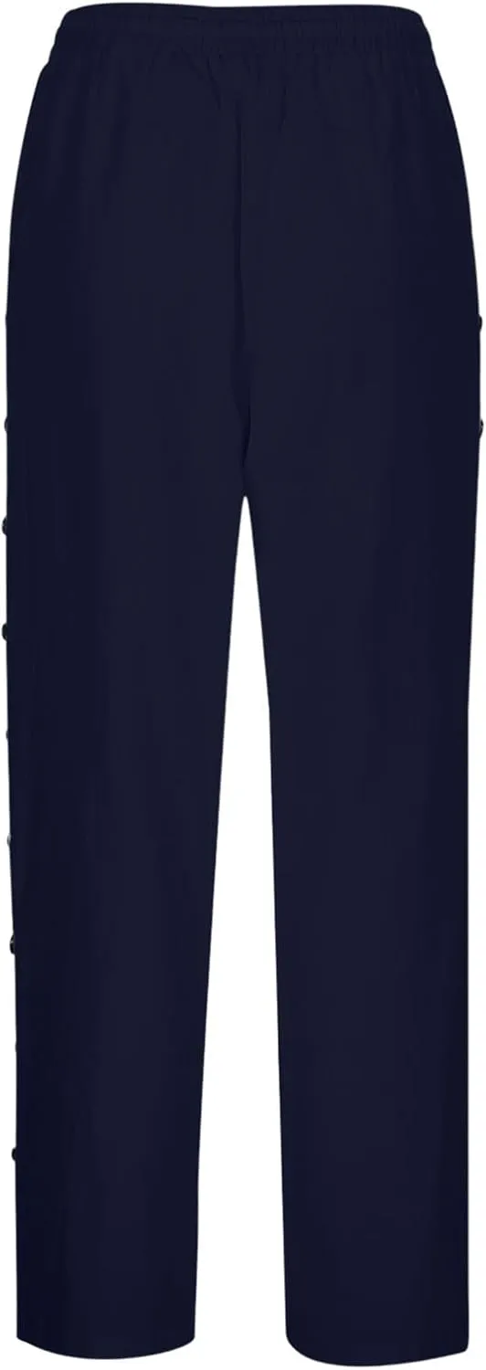 2025 Summer Linen Pants for Women Straight Leg Side Button Casual Pant Women Baggy Elastic Waist Trousers with Pocket