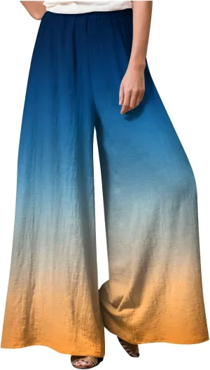 2025 Trendy Summer Flowy Gauze Pants That Look Like Skirts- Boho Linen Wide Leg Palazzo Drawstring Trousers