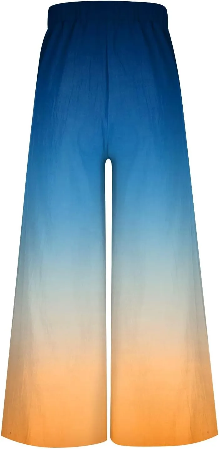 2025 Trendy Summer Flowy Gauze Pants That Look Like Skirts- Boho Linen Wide Leg Palazzo Drawstring Trousers