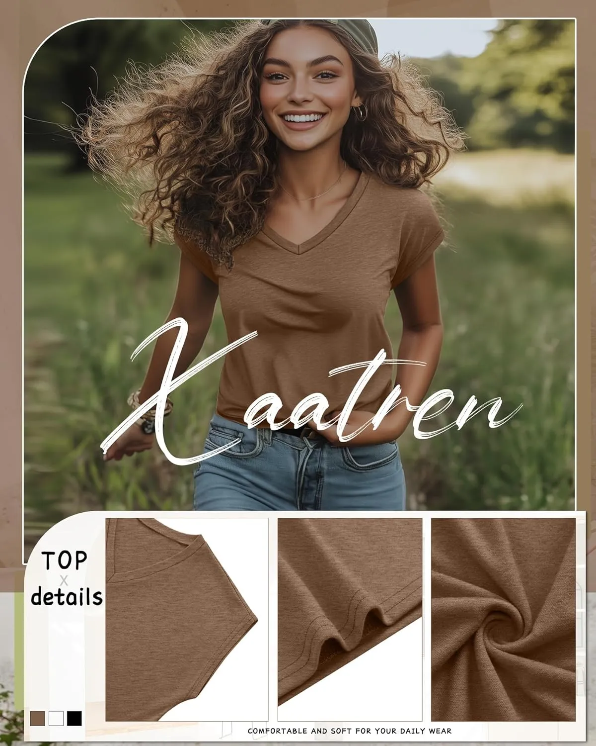 3 Pack Women's Cap Sleeve T Shirts Cotton V Neck Tops Loose Fit Tshirts Soft Basic Casual Summer Tee