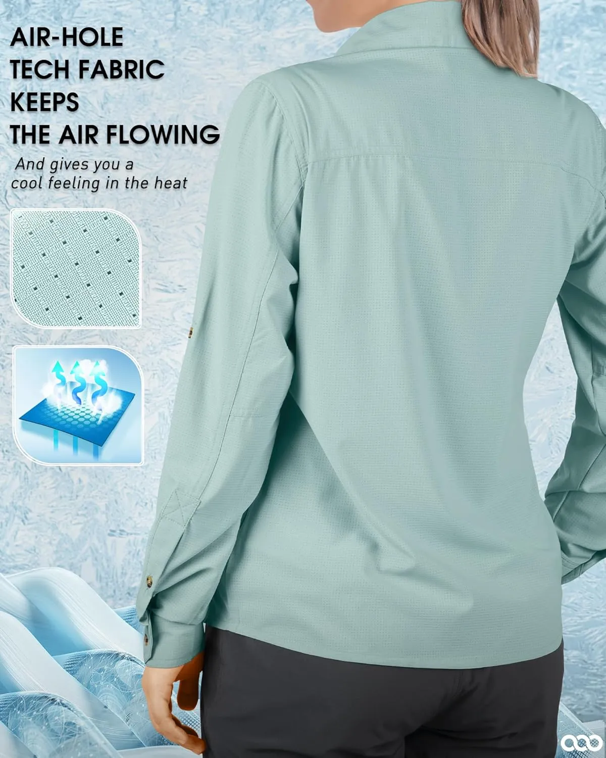 33,000ft Women's UPF 50 UV Sun Protection Shirt, Cool Quick Dry Long Sleeve Outdoor Fishing Hiking Safari Travel Shirt