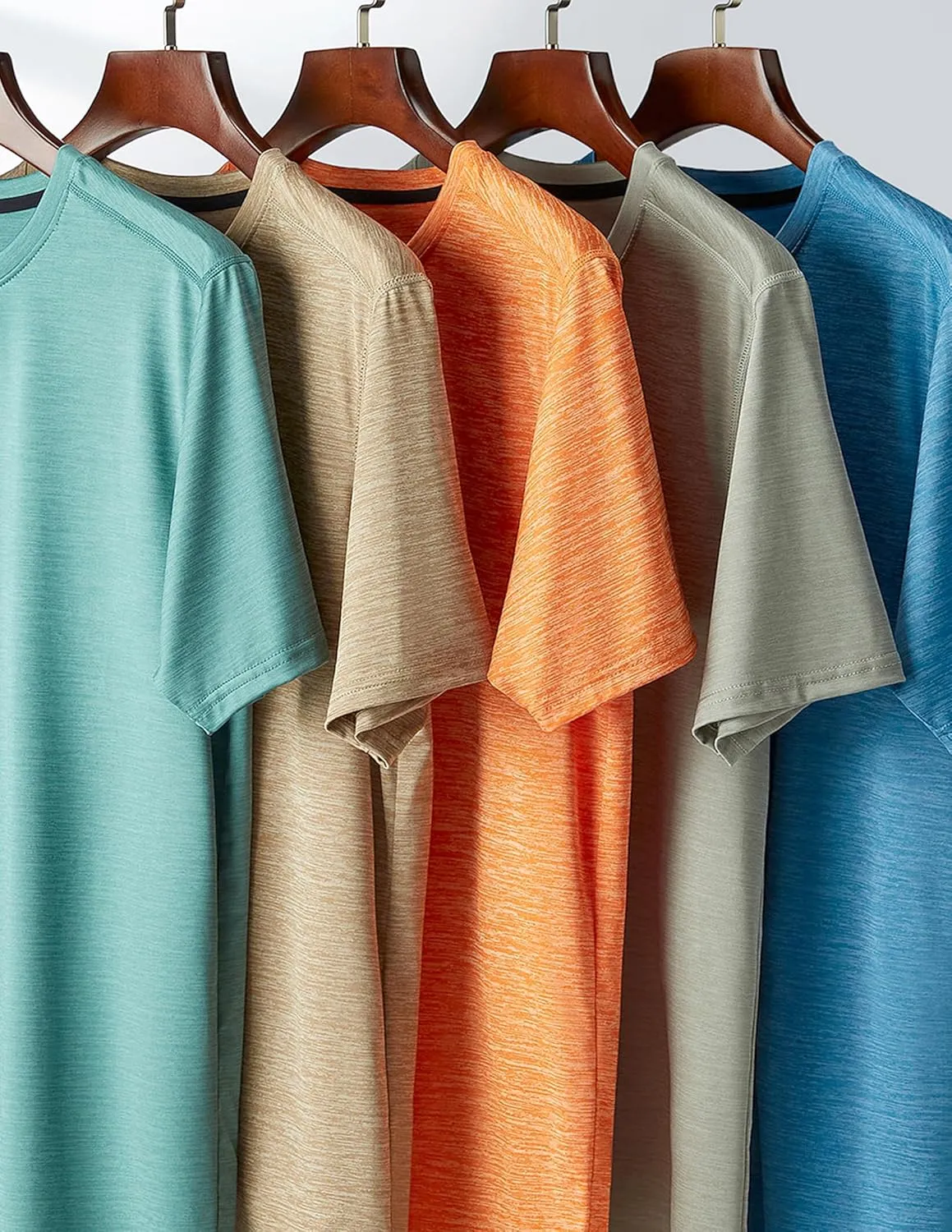 5 Pack Mens Active Quick Dry Crew Neck T Shirts | Athletic Running Gym Workout Short Sleeve Tee Tops Bulk