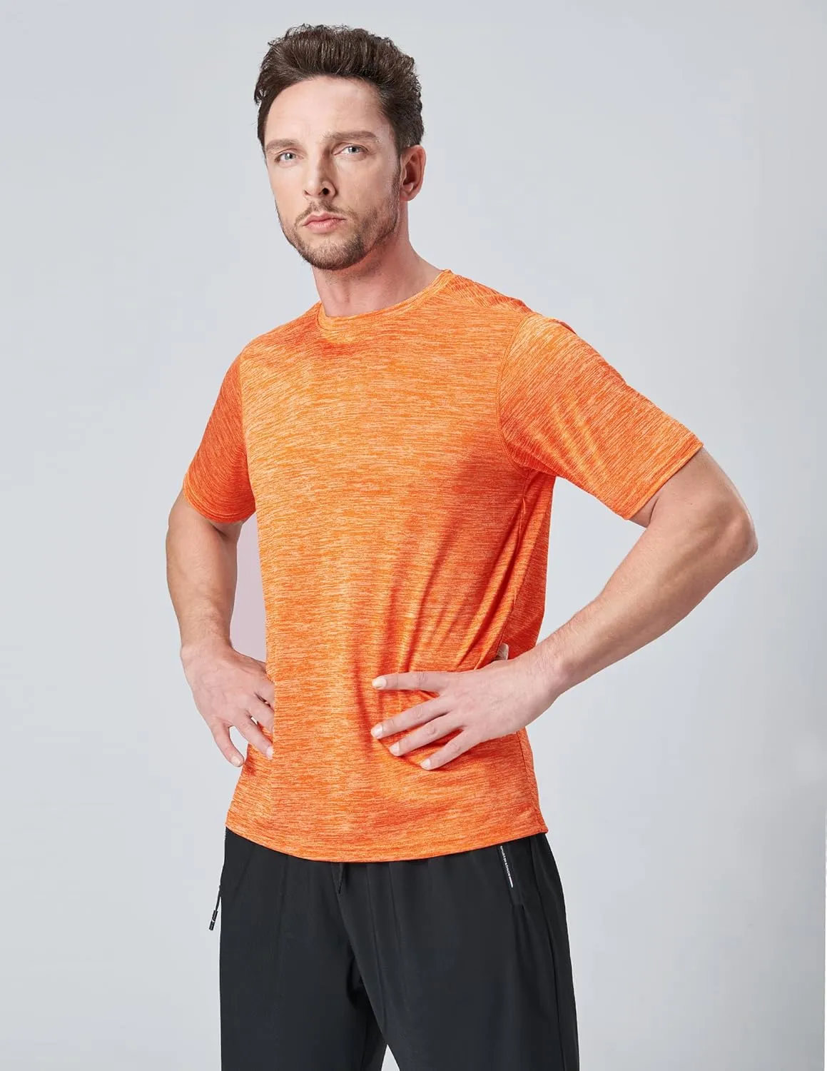 5 Pack Mens Active Quick Dry Crew Neck T Shirts | Athletic Running Gym Workout Short Sleeve Tee Tops Bulk