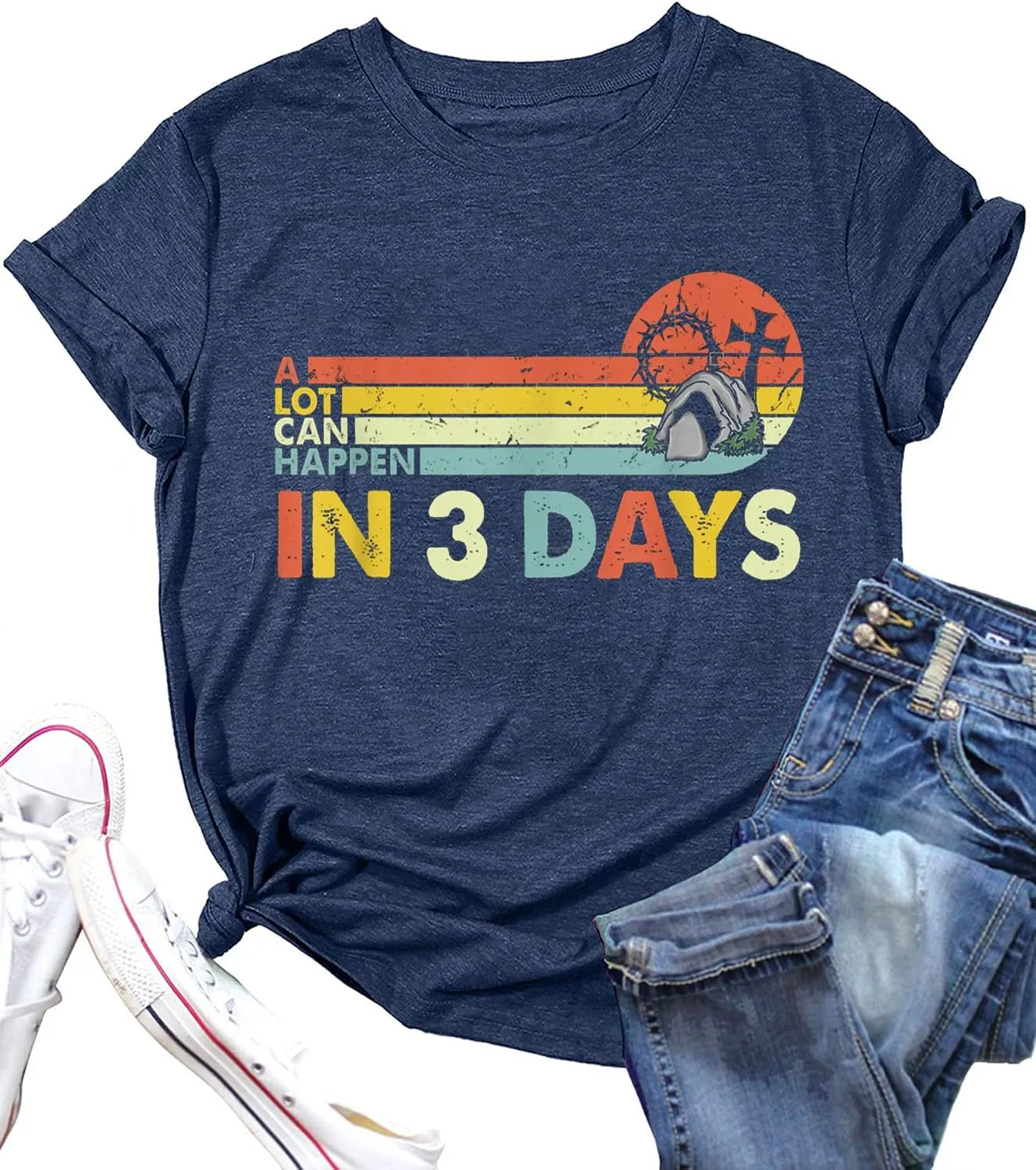 A Lot Can Happen in 3 Days Shirt Women He is Risen Tshirt Christian Easter is for Jesus Tee Casual Short Sleeve Tops