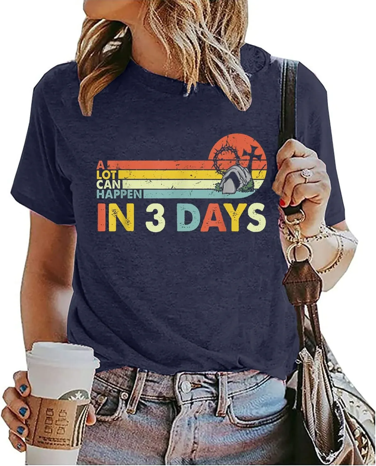 A Lot Can Happen in 3 Days Shirt Women He is Risen Tshirt Christian Easter is for Jesus Tee Casual Short Sleeve Tops