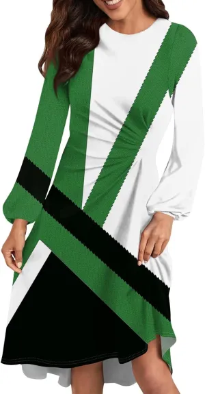 ADHOWBEW Dresses for Women 2025 Long Sleeve Round Neck Plus Size Sexy Trendy Casual Dresses