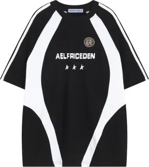 Aelfric Eden Oversized T-Shirt Streetwear Contrast Color Tee Unisex Vintage Racing Tshirts Summer Baggy Tops