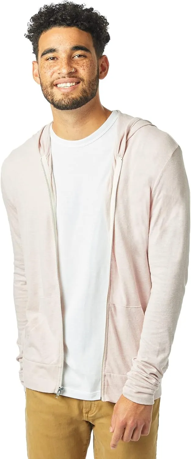Alternative Men's Hoodie, Eco Zip Up Camo Triblend Jersey Hooded Sweatshirt