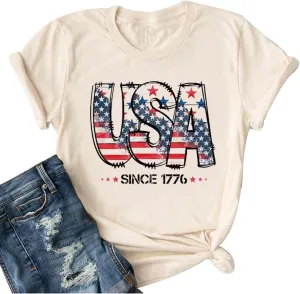 America Flag Shirt for Women Red White Blue Star Graphic Patriotic Shirt 4th of July Memorial Summer Tops Tee