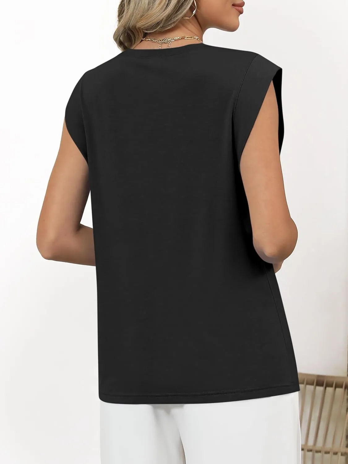 ANRABESS Tank Top for Women Summer Dressy Casual Loose Fit Pleated Shirts Cap Sleeve Tshirts 2025 Trendy Outfits Clothes
