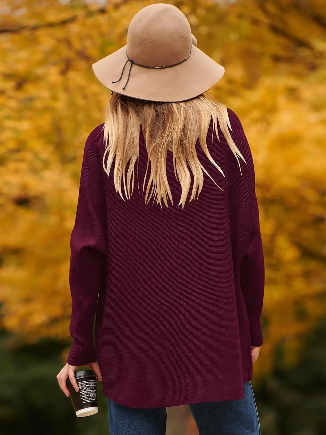 ANRABESS Womens Oversized Turtleneck Batwing Long Sleeve Casual Cozy Baggy Knit Pullover Tunic Sweater 2024 Fall Outfits