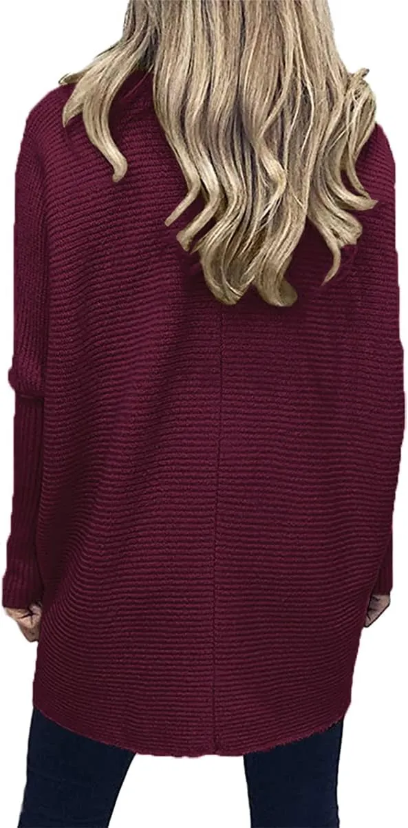 ANRABESS Womens Oversized Turtleneck Batwing Long Sleeve Casual Cozy Baggy Knit Pullover Tunic Sweater 2024 Fall Outfits