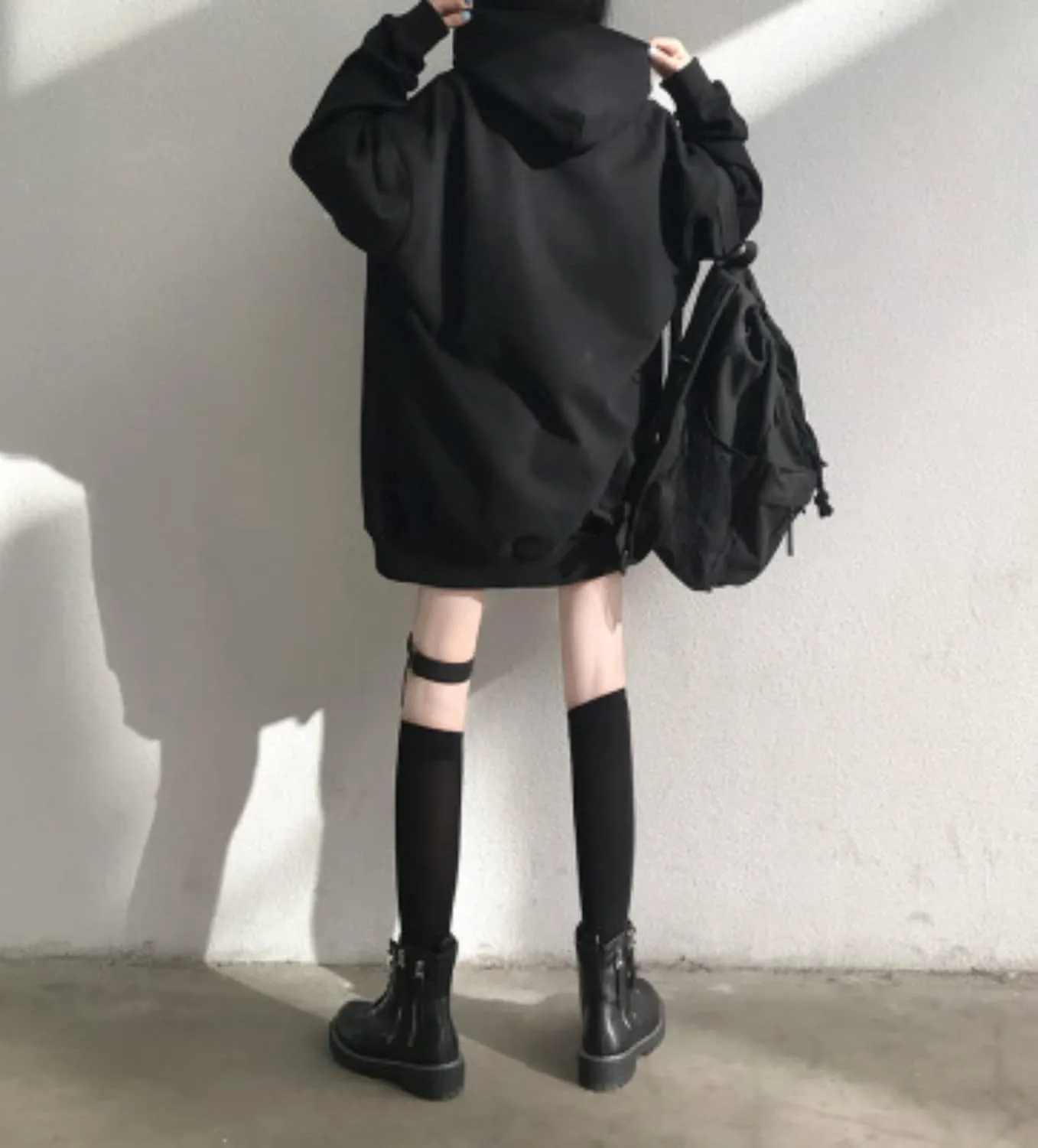 Aobiono Women Y2K Hoodie Harajuku Gothic Dark Academia Korean Japanese Kawaii Oversize Cold Shoulder Aesthetic Alt Emo Grunge