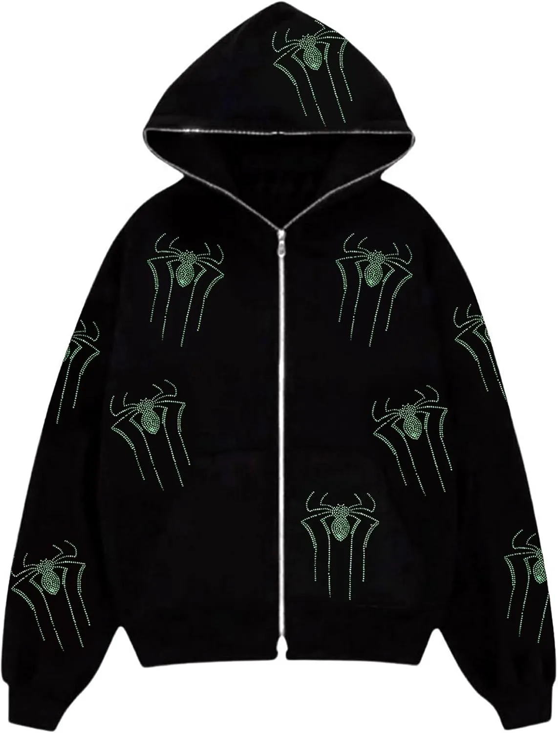 Aopwsrlyi Women's Y2K Zip Up Hoodies Gothic Vintage Graphic Print Sweatshirt Oversized Long Sleeve Casual Jackets Streetwear
