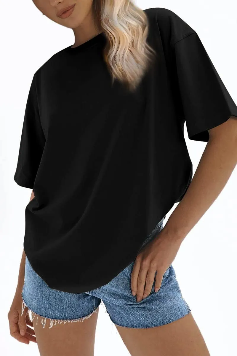 ATHMILE Womens Oversized T Shirts Loose Fit Crewneck Short Sleeve Tops Summer Casual Blouse 2025 Y2K Basic Tee Beach