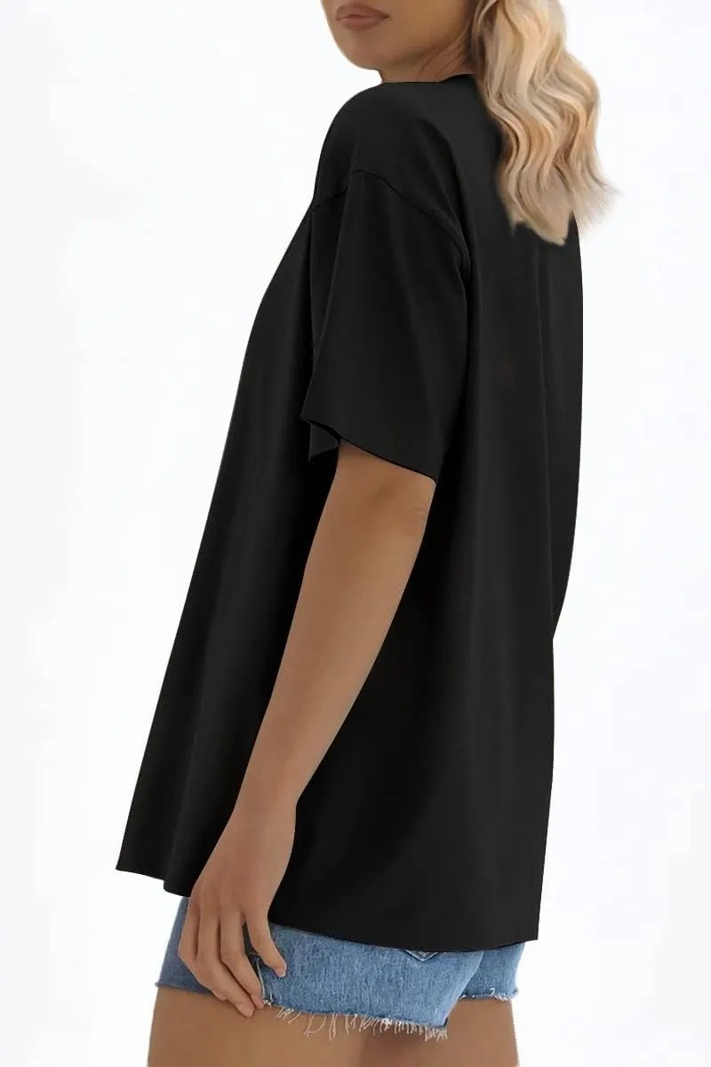 ATHMILE Womens Oversized T Shirts Loose Fit Crewneck Short Sleeve Tops Summer Casual Blouse 2025 Y2K Basic Tee Beach