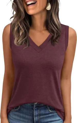 AUTOMET Tank Top Women Summer 2025 Casual Spring V Neck Sleeveless Tee Shirt Basic Trendy Beach Vacation Outfits Clothes