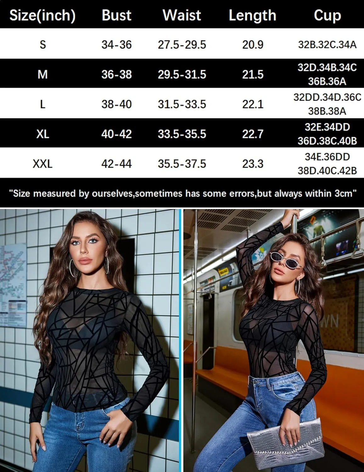 Avidlove Mesh Top for Women Long Sleeve Round Neck Tee Shirt See Through Sheer Blouse Back Hollow Drawstring Slim Fit Shirt
