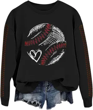 Baseball Mom Sweatshirt for Womens 2025 Graphic Long Sleeve Shirts Softball Crewneck Mama Baseball Jersey Pullover