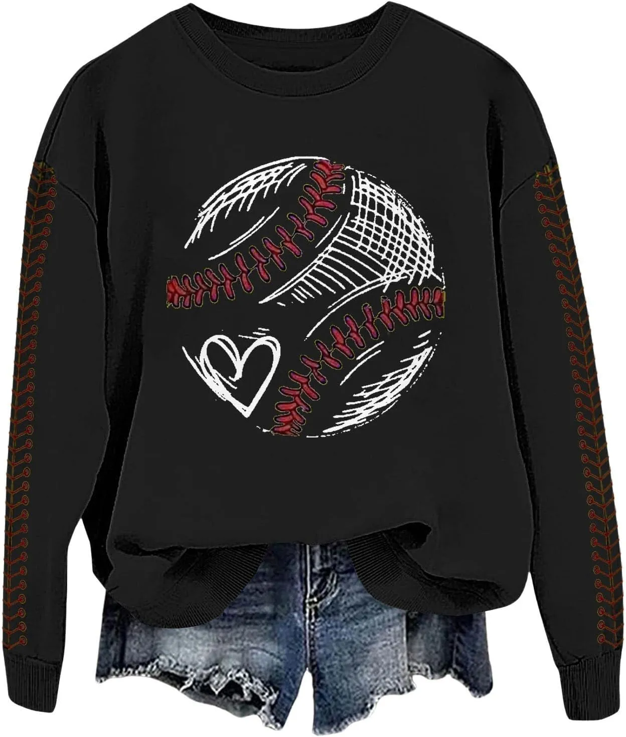 Baseball Mom Sweatshirt for Womens 2025 Graphic Long Sleeve Shirts Softball Crewneck Mama Baseball Jersey Pullover