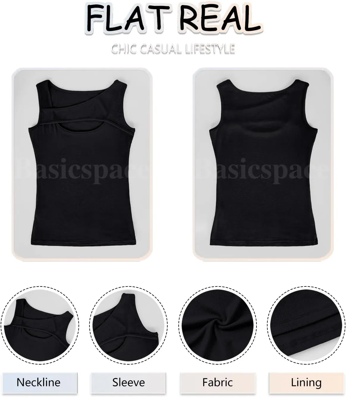 Basicspace Womens Fashion Summer Tank Tops One Piece Cutout Tshirts Sleeveless Ribbed Slim Fitted Shirts Tee
