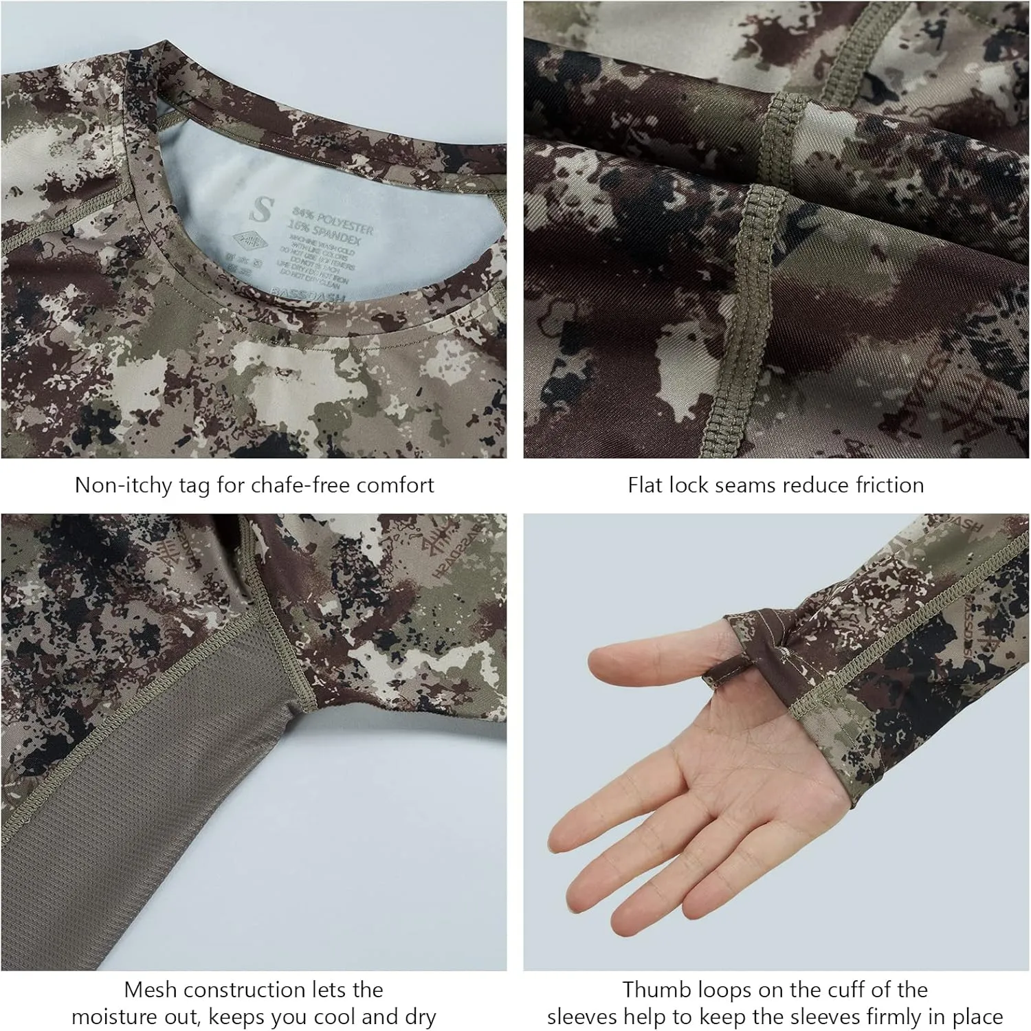 BASSDASH Womens Camo Hunting Shirt Long Sleeve UPF 50  Sun Protection Performance Tee Fishing Hiking