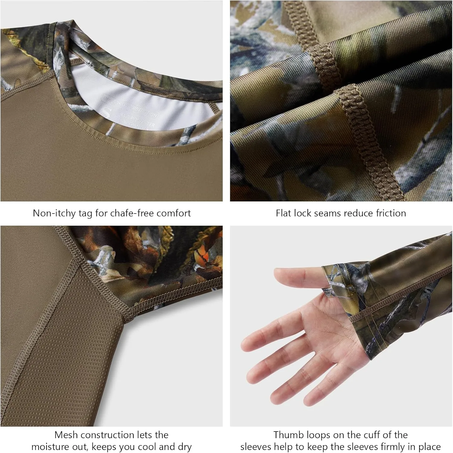BASSDASH Womens Camo Hunting Shirt Long Sleeve UPF 50  Sun Protection Performance Tee Fishing Hiking