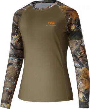 BASSDASH Womens Camo Hunting Shirt Long Sleeve UPF 50  Sun Protection Performance Tee Fishing Hiking