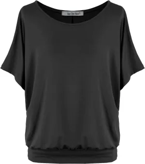 Batwing Tops for Women  Oversized Casual T-Shirt with Banded Waist