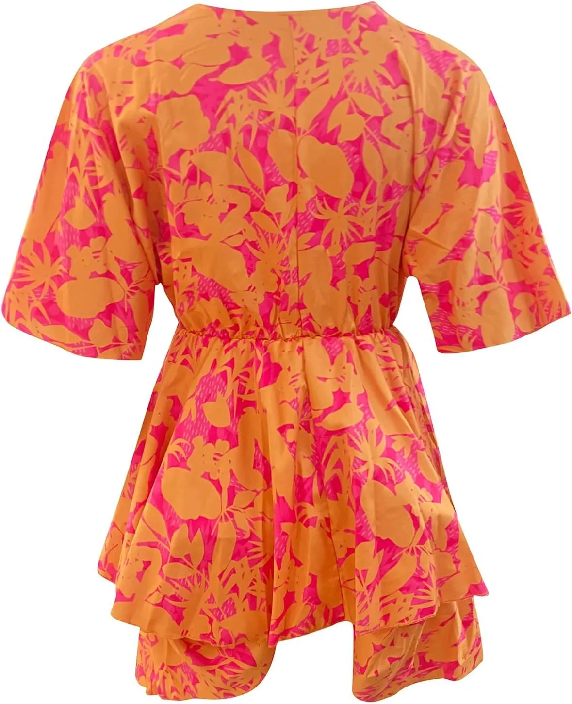 Beach Dresses for Women,2024 Summer Batwing Sleeve Floral Print Boho Dress,Casual V Neck Tiered Ruched Mini Dress