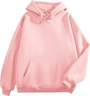 Bobeutou Oversized Hoodie for Women Trendy Hoodies Basic Solid Sweatshirts with Pocket Fleece Pullover Fashion Casual Tops