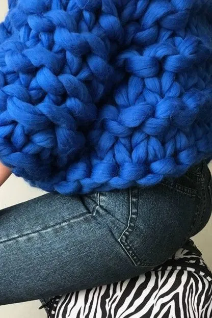 Bonita Chunky Cropped Knit Cardigan - Cobalt Blue