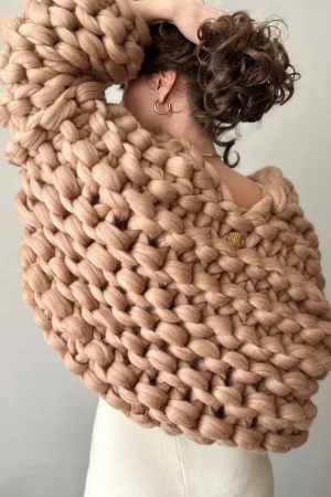 Bonita Chunky Cropped Knit Cardigan - Taupe