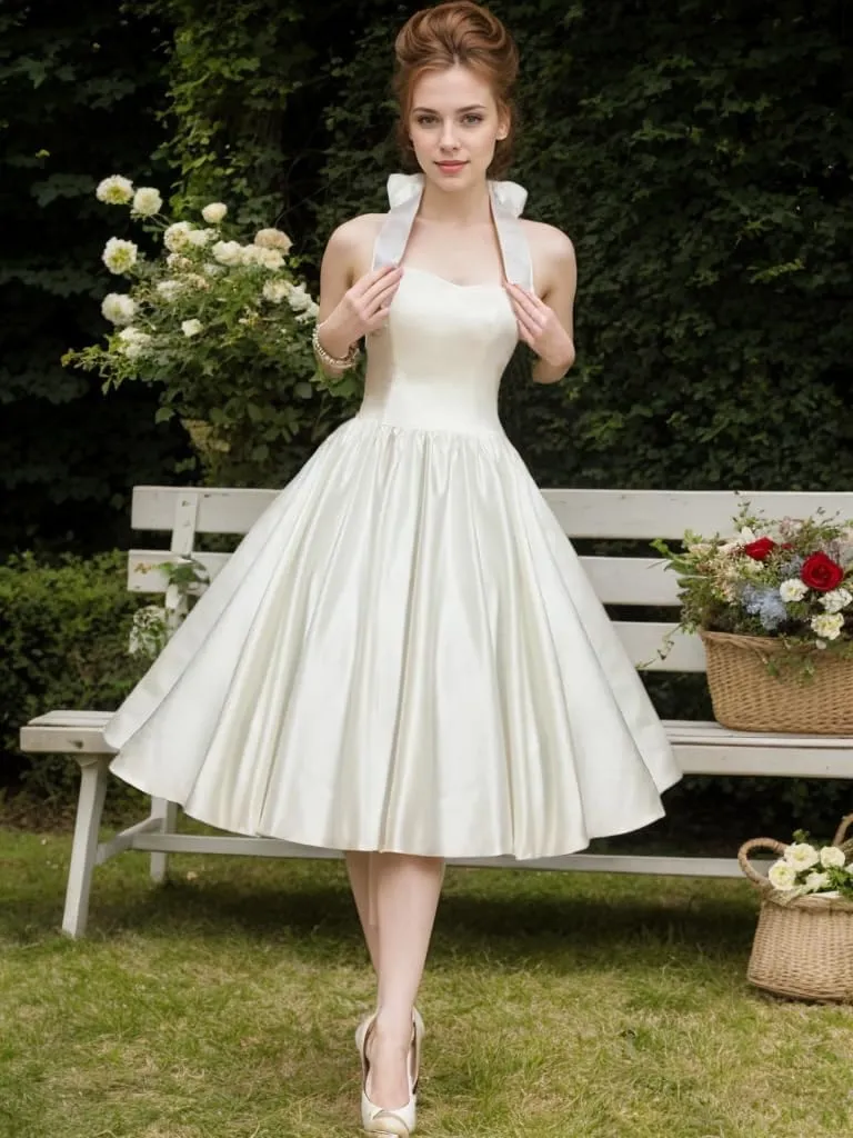 Bow Tie Halter Short Prom Dress Ball Gown Tea Length Sweetheart Wedding Dresses for Bride A Line Midi Bridal Gowns