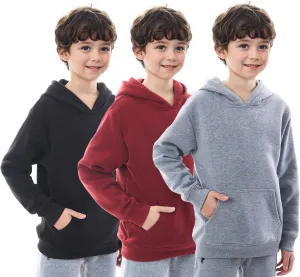 Boys Athletic Hoodie Sweatshirt, 3 Pk Fleece Long Sleeve Kids Pullover Hoodies boy&girl Size 6-20