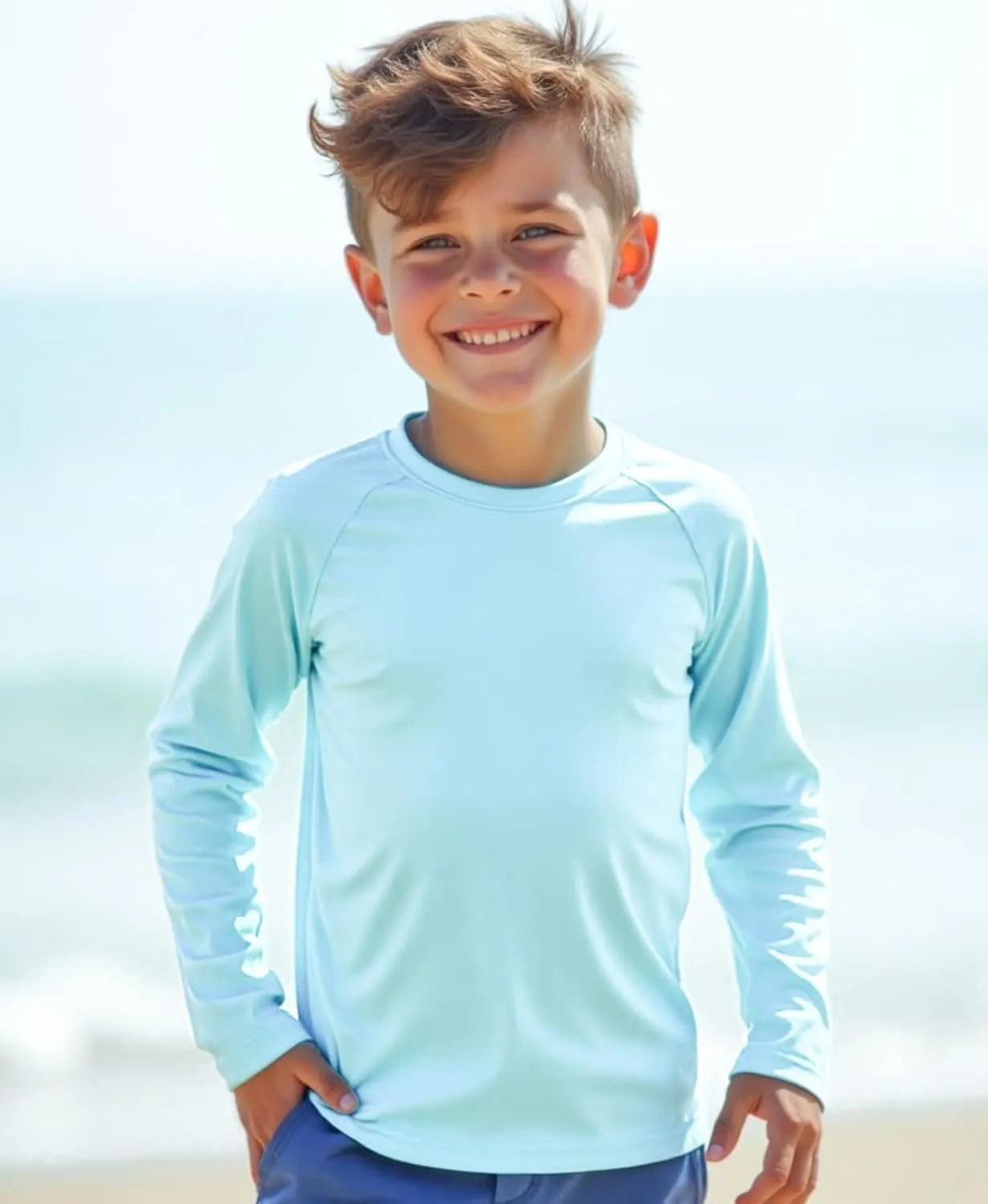 Boys Athletic Shirts Long Sleeve, Active T-Shirt Moisture Wicking Crewneck Dry Fit Tee Outdoor Running Tshirt