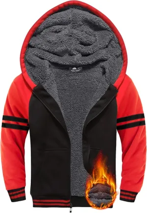 Boys Fleece Jacket Sherpa Lined Zip Up Hoodie Casual Long Sleeve Sweatshirt Warm Jacket 6-15Years (Girls/Kids)