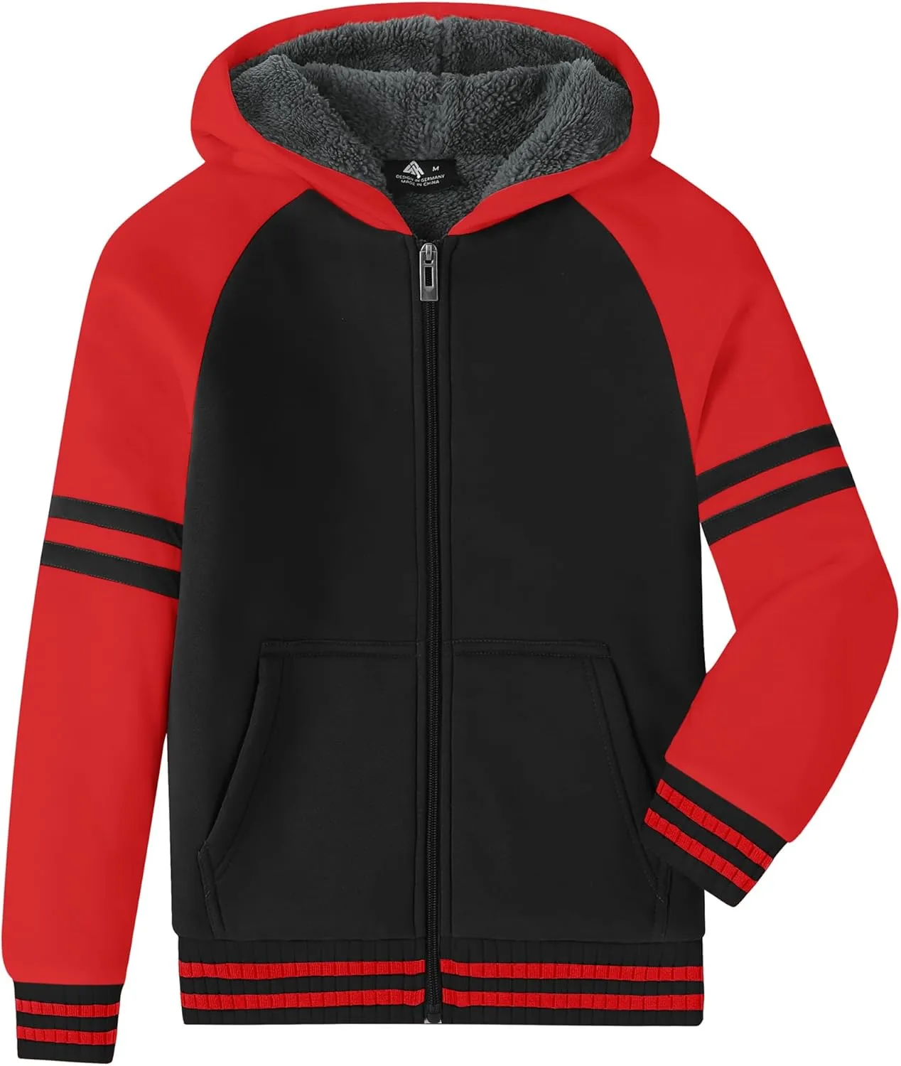 Boys Fleece Jacket Sherpa Lined Zip Up Hoodie Casual Long Sleeve Sweatshirt Warm Jacket 6-15Years (Girls/Kids)