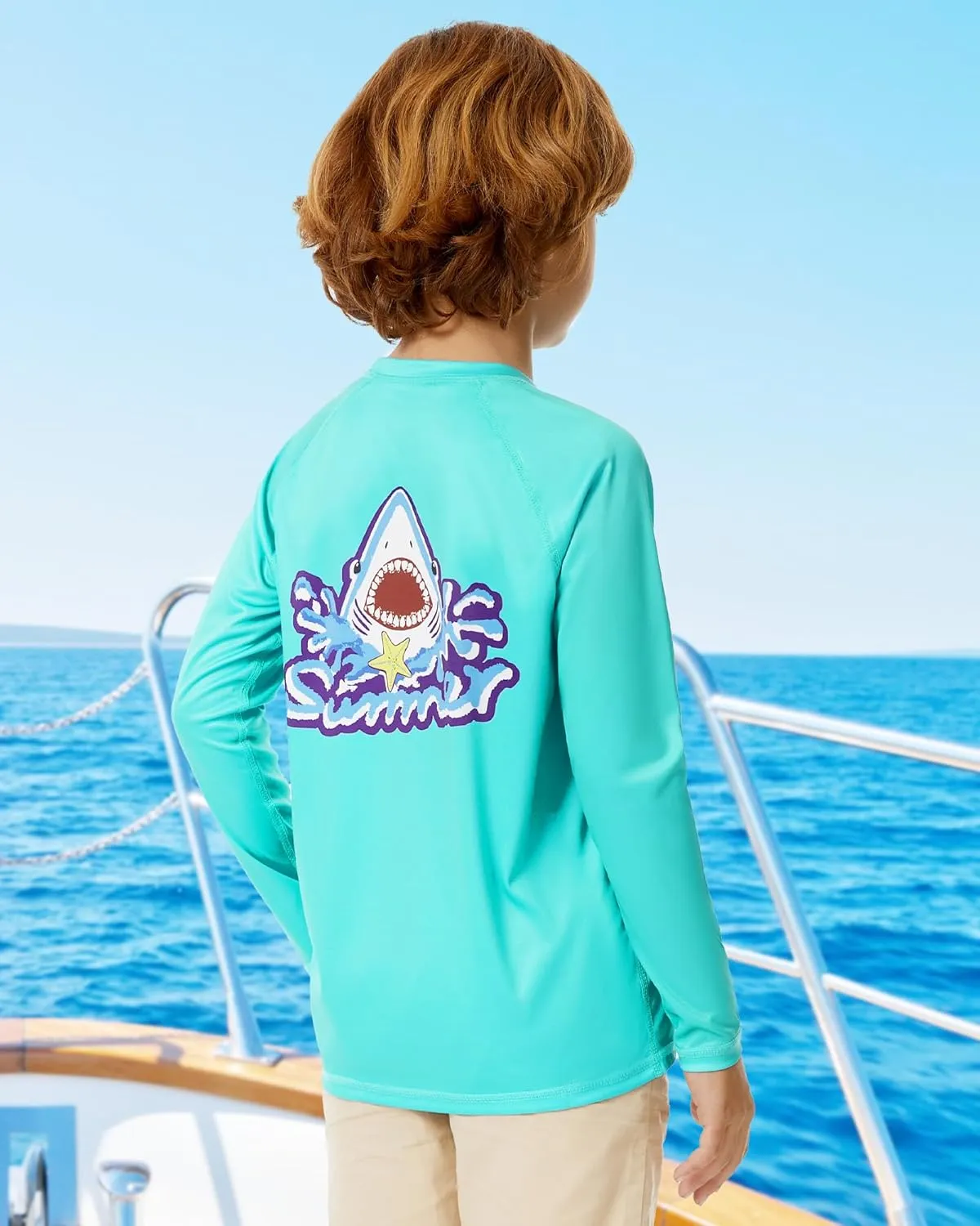 Boys Rash Guard Long Sleeve UPF 50  Fishing Shirt Kids Sun Protection Swim Shirts Youth SPF Quick Dry Shirt