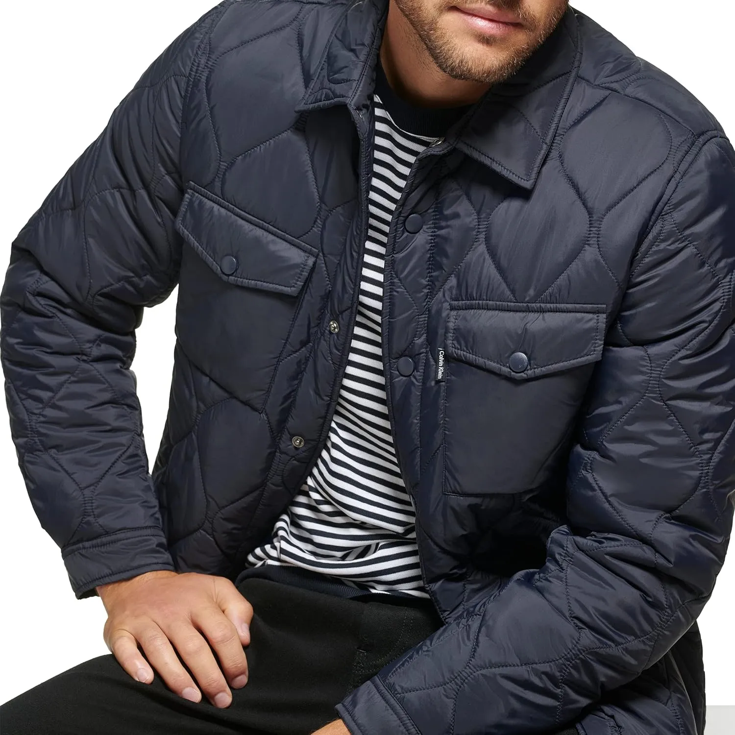 Calvin Klein Men's Diamond Quilted Shirt Jacket