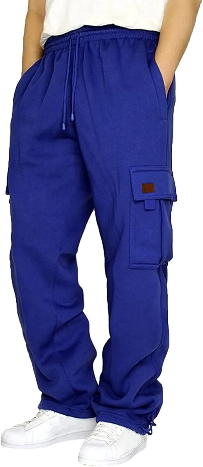 Cargo Pants For Men Men's Fashion Heavyweight Cargo Fleece Sweatpants Stretch Elastic Sports Jogger Trousers Pants