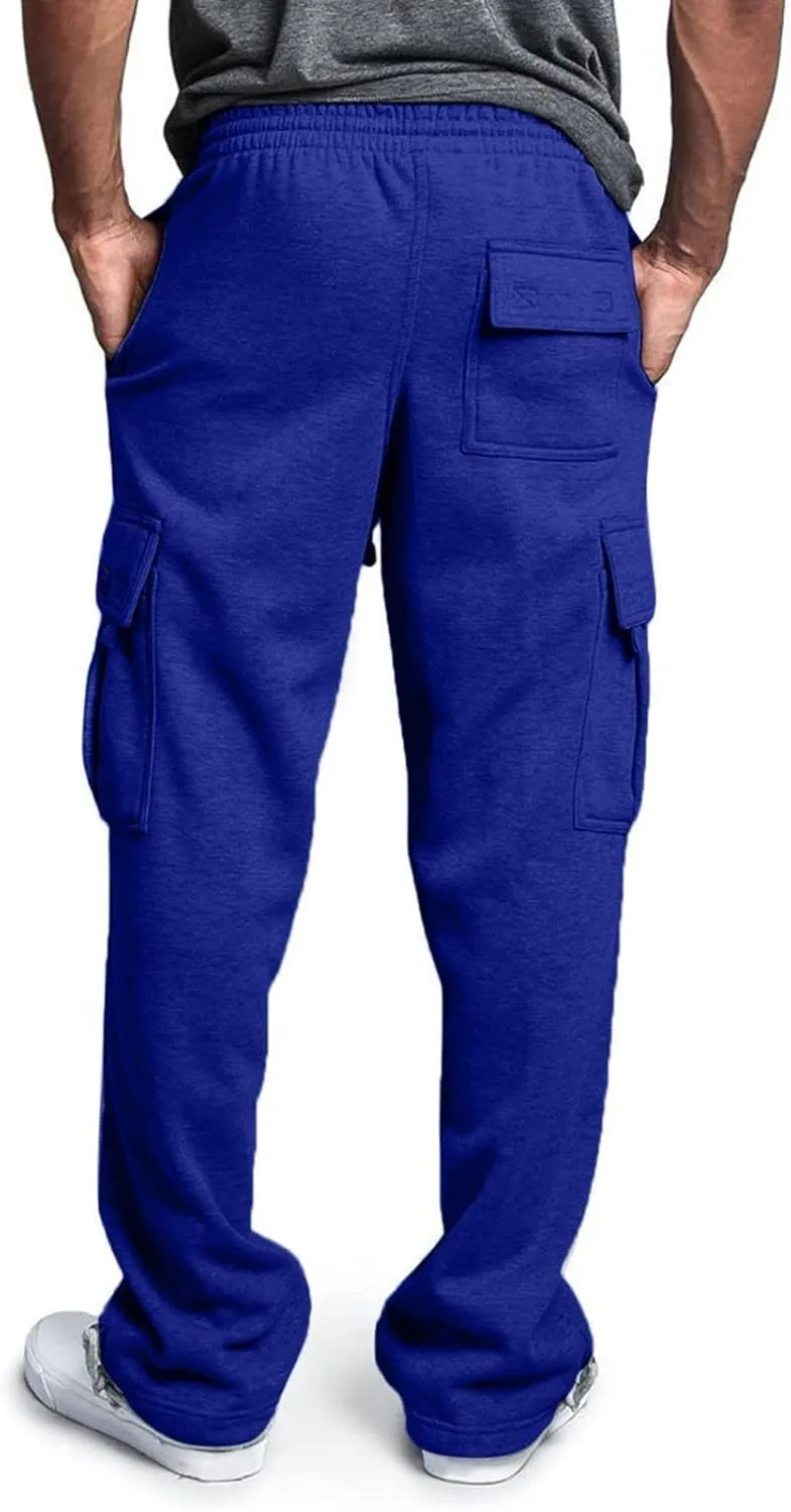 Cargo Pants For Men Men's Fashion Heavyweight Cargo Fleece Sweatpants Stretch Elastic Sports Jogger Trousers Pants