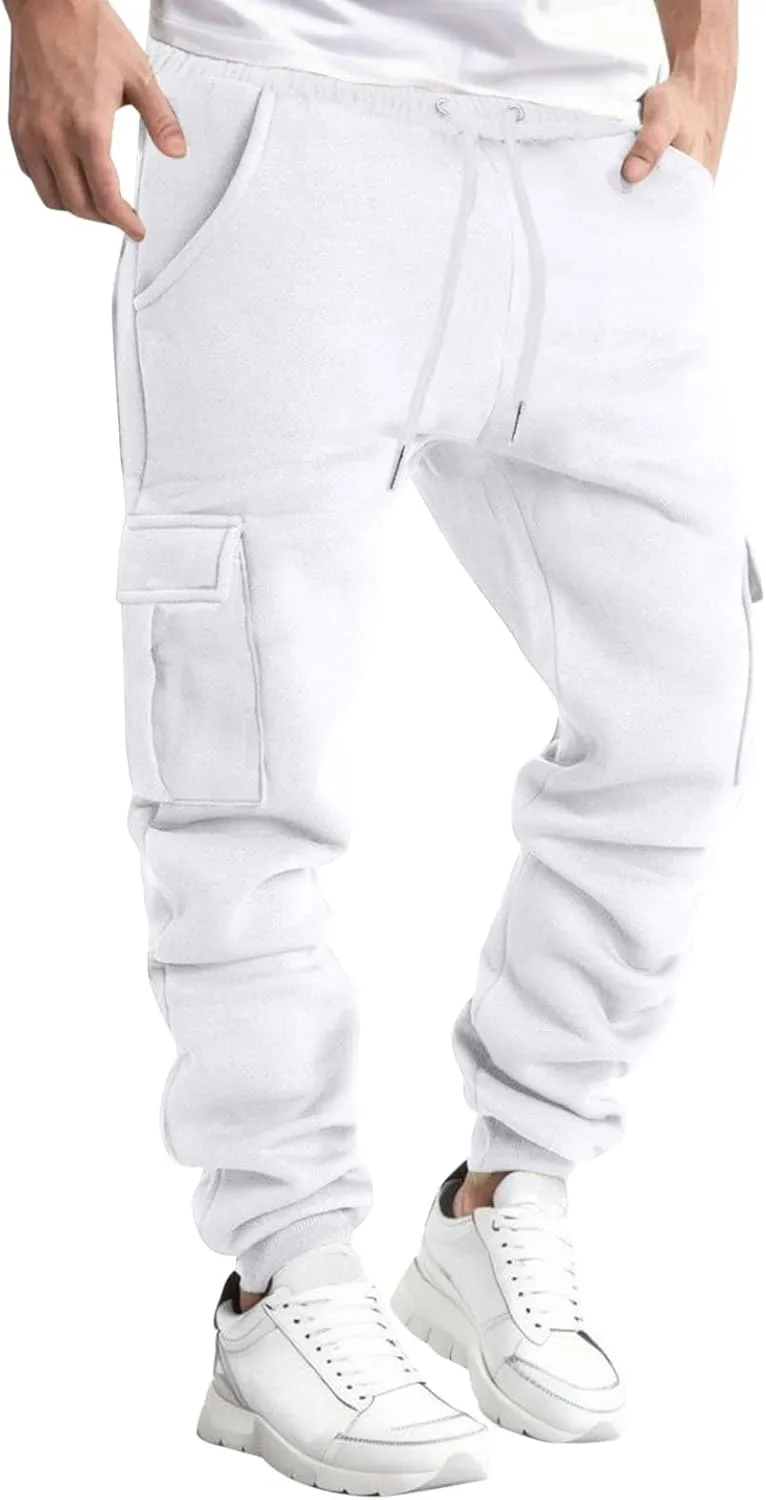 Cargo Sweatpants for Men Loose Fit Mens Athletic Pants with Zipper Pockets Men's Long Exercise Pants Compression Capris Men