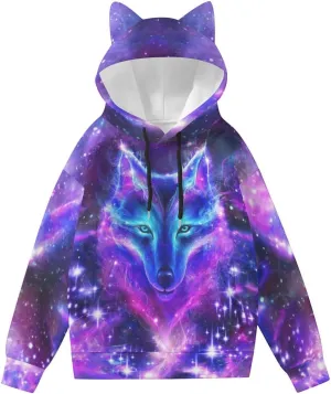 Cat Ear Hoodie For Women Teen Novelty Pullover Print 3D Cute Sweatshirt Long Sleeve Hoodies Girls