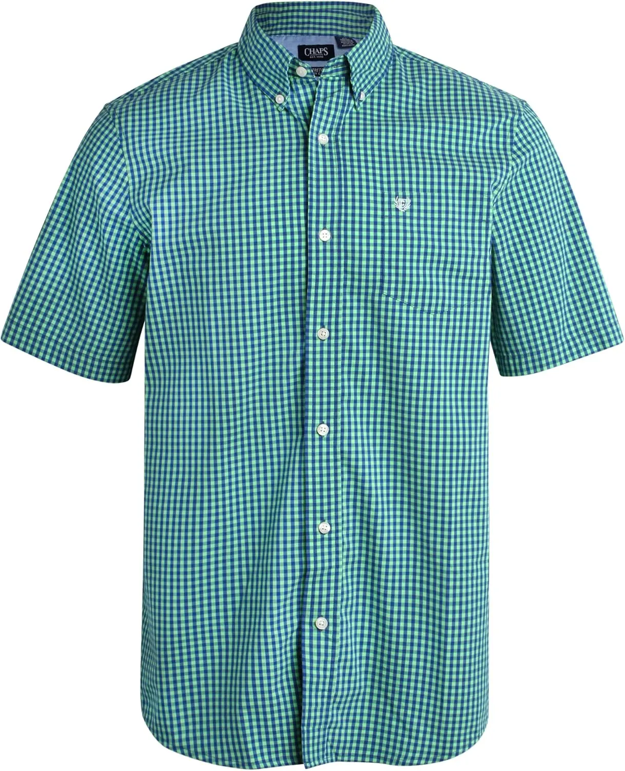 Chaps Men's Button-Down Shirt - Classic Woven Short Sleeve Formal Collared Shirt with Chest Pocket for Men (Sizes: S-XXL)
