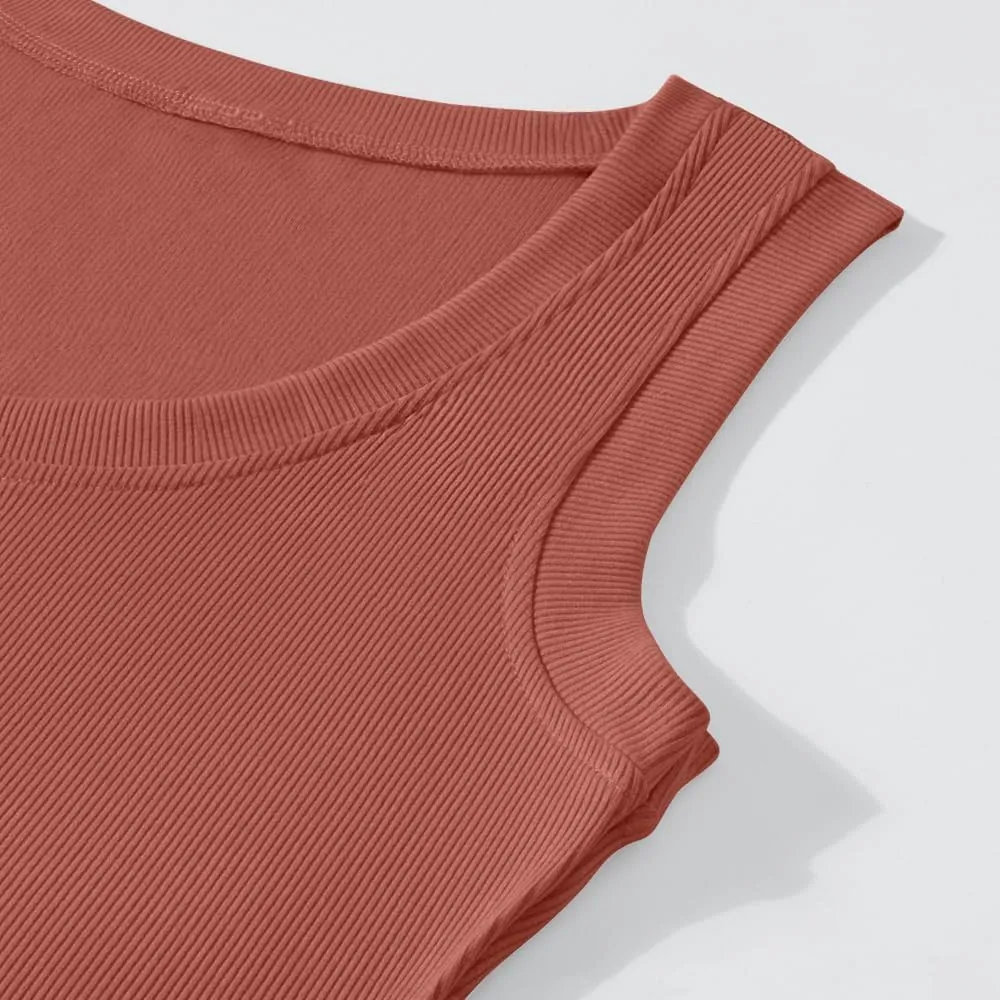 Chulianyouhuo Women's Ribbed Tank Tops Knit Scoop Neck Sleeveless Fitted Casual Tops Summer Slim Basic Tee Shirts