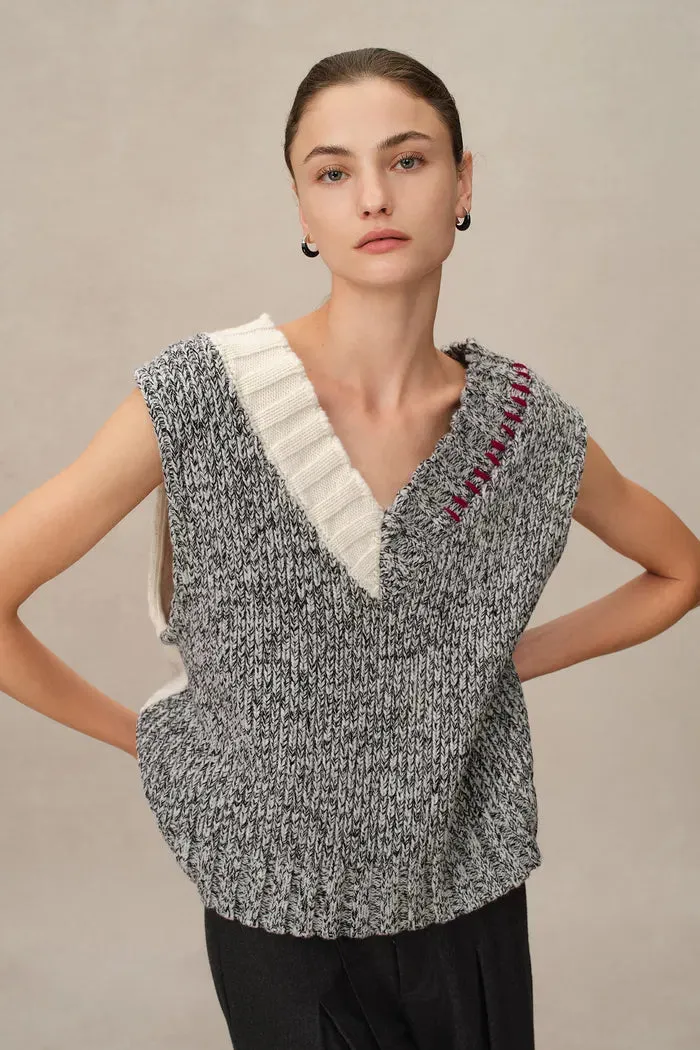 Coco Reversible Knit Vest in Chunky Wool