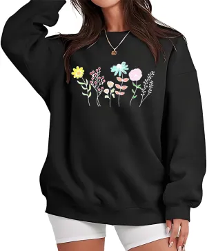 Consider How The Wildflowers Grow Crewneck Sweatshirts Women's Planting Flowers Christian Verse Pullover Top